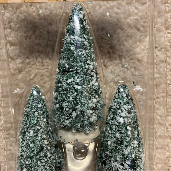 3 Miniature Lemax Christmas Village Christmas Trees Flocked - Picture 2 of 4